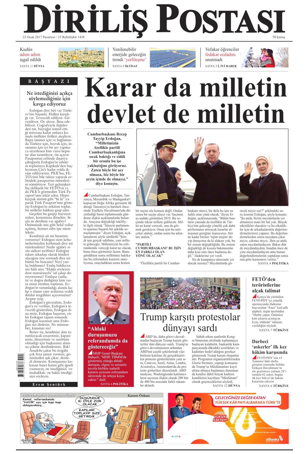 23 Ocak 2017 gazete manşetleri - 2