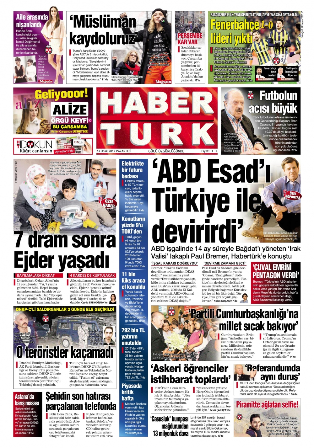 23 Ocak 2017 gazete manşetleri - 6