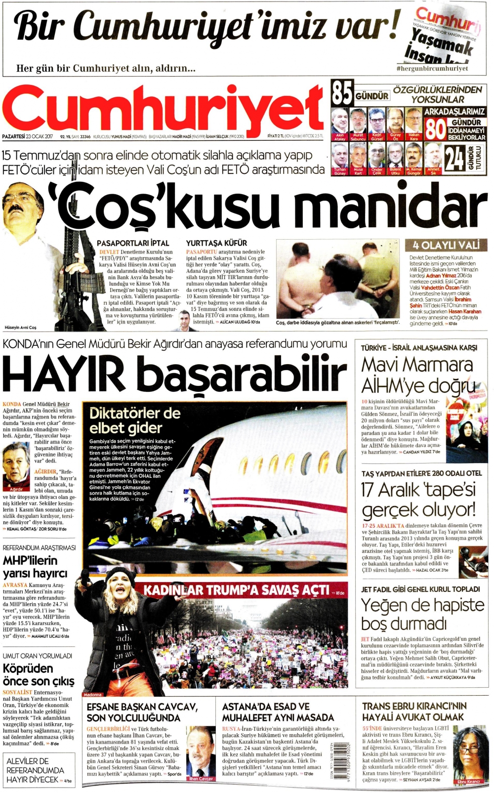 23 Ocak 2017 gazete manşetleri - 7