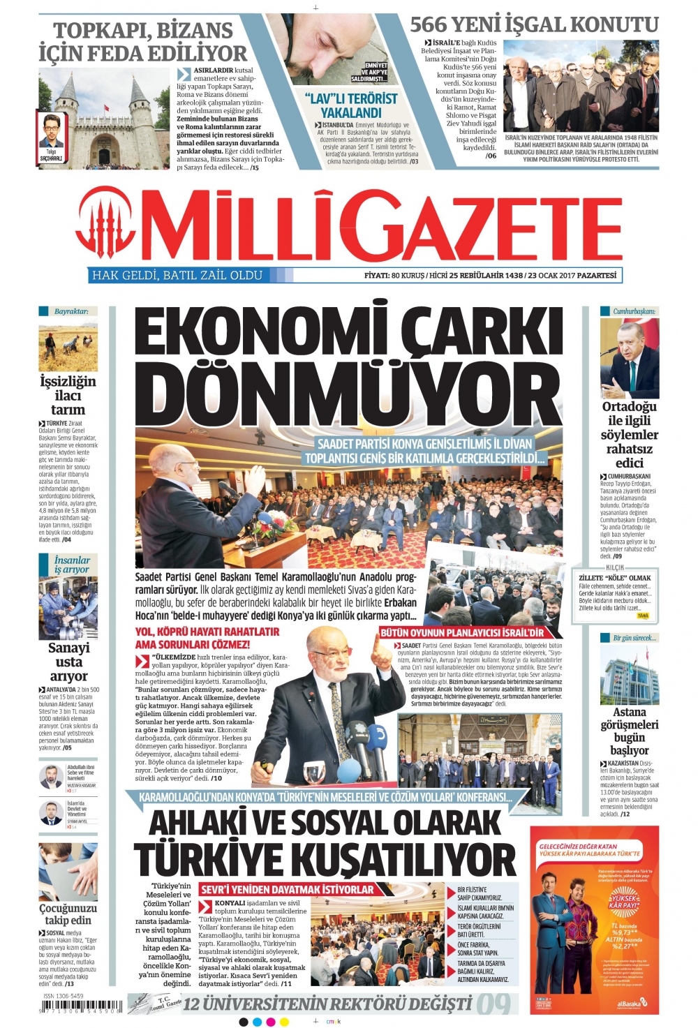 23 Ocak 2017 gazete manşetleri - 9