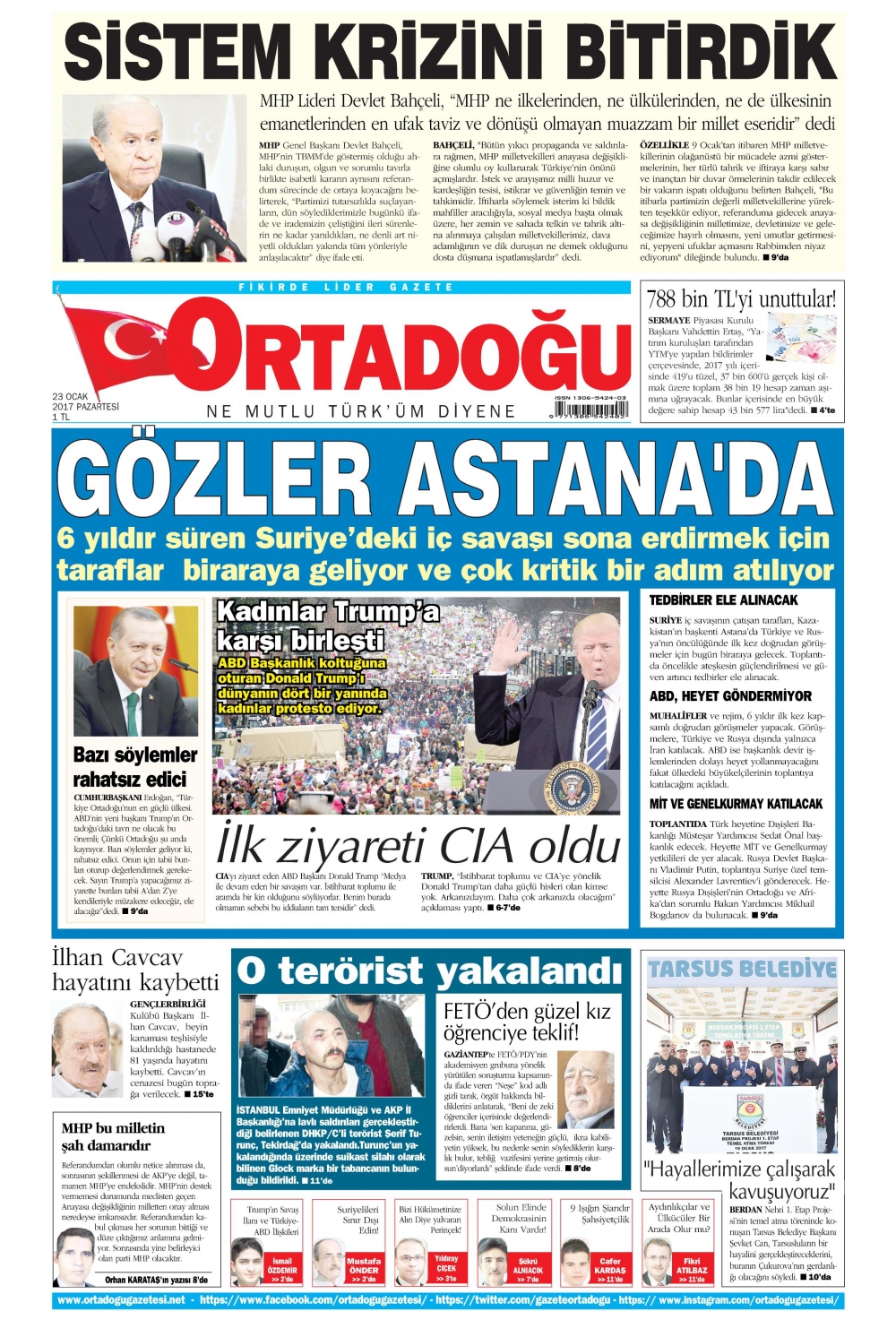 23 Ocak 2017 gazete manşetleri - 12