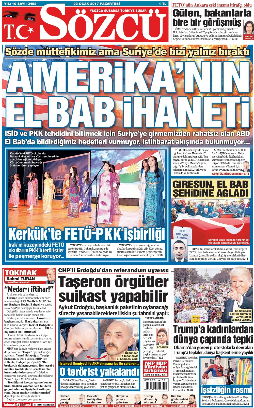 23 Ocak 2017 gazete manşetleri - 15