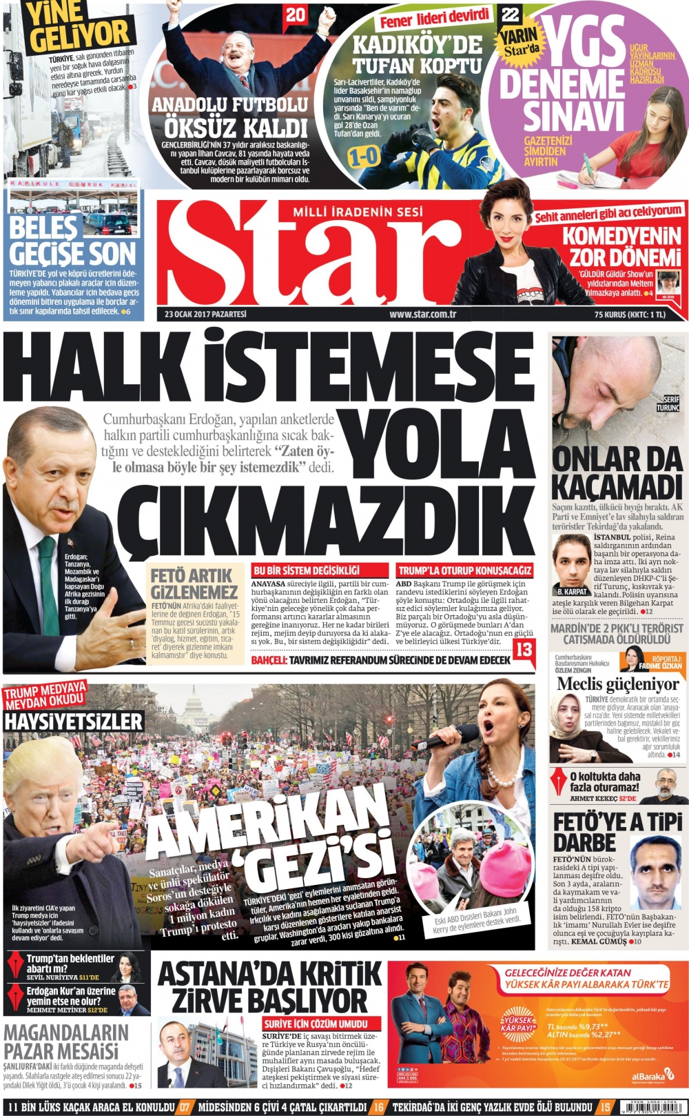 23 Ocak 2017 gazete manşetleri - 16