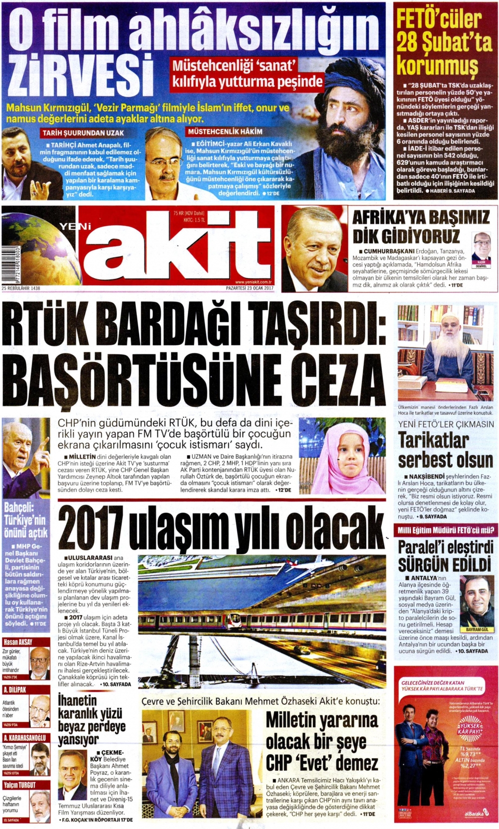 23 Ocak 2017 gazete manşetleri - 20