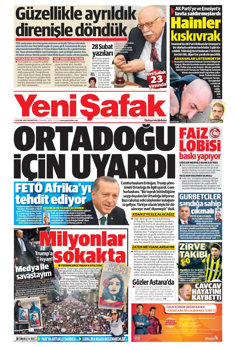 23 Ocak 2017 gazete manşetleri - 21