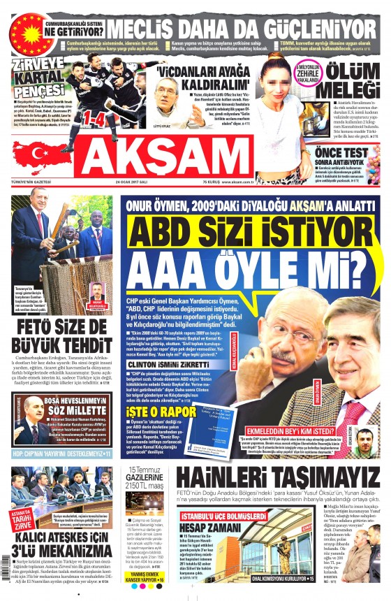 24 Ocak 2017 gazete manşetleri - 541
