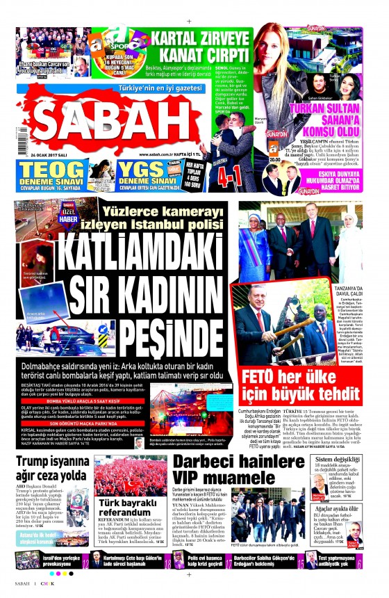 24 Ocak 2017 gazete manşetleri - 1