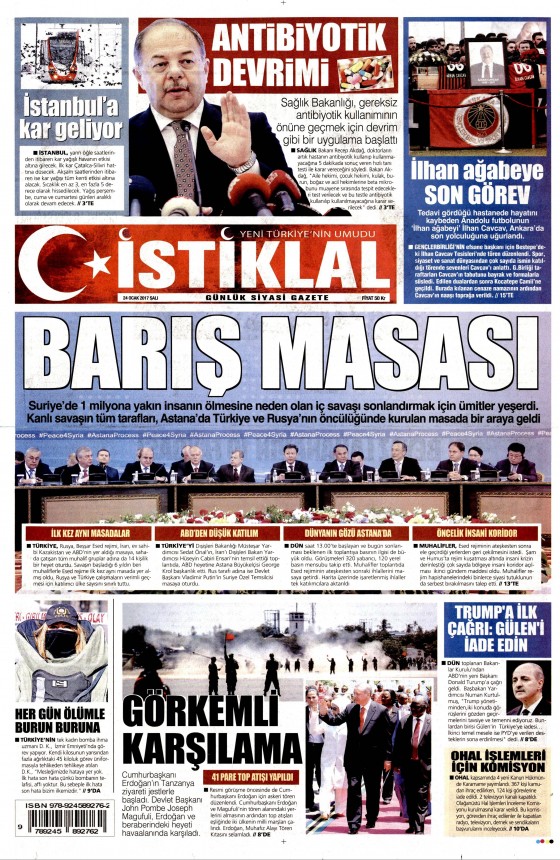 24 Ocak 2017 gazete manşetleri - 550
