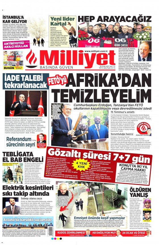 24 Ocak 2017 gazete manşetleri - 552