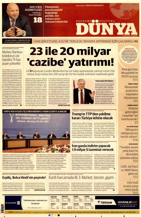 25 Ocak 2017 gazete manşetleri - 3