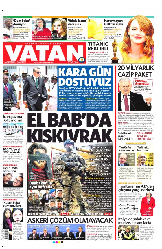 25 Ocak 2017 gazete manşetleri - 5
