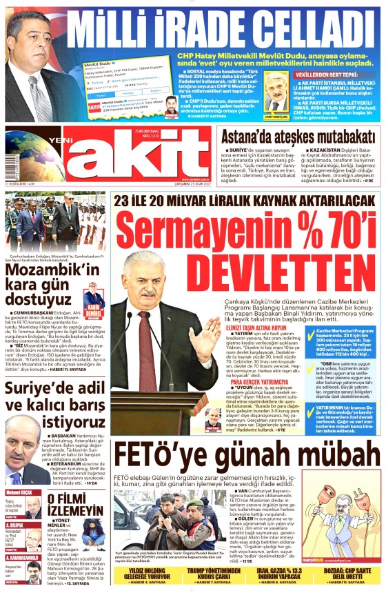 25 Ocak 2017 gazete manşetleri - 8