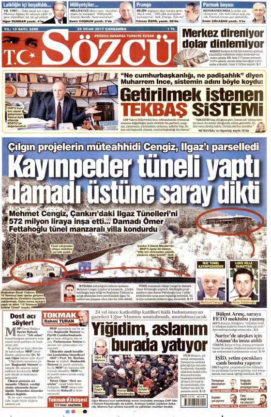 25 Ocak 2017 gazete manşetleri - 10