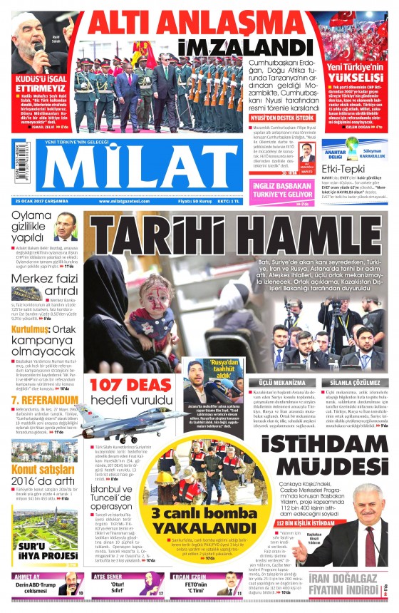 25 Ocak 2017 gazete manşetleri - 9