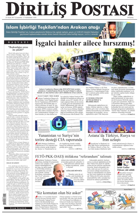 25 Ocak 2017 gazete manşetleri - 11