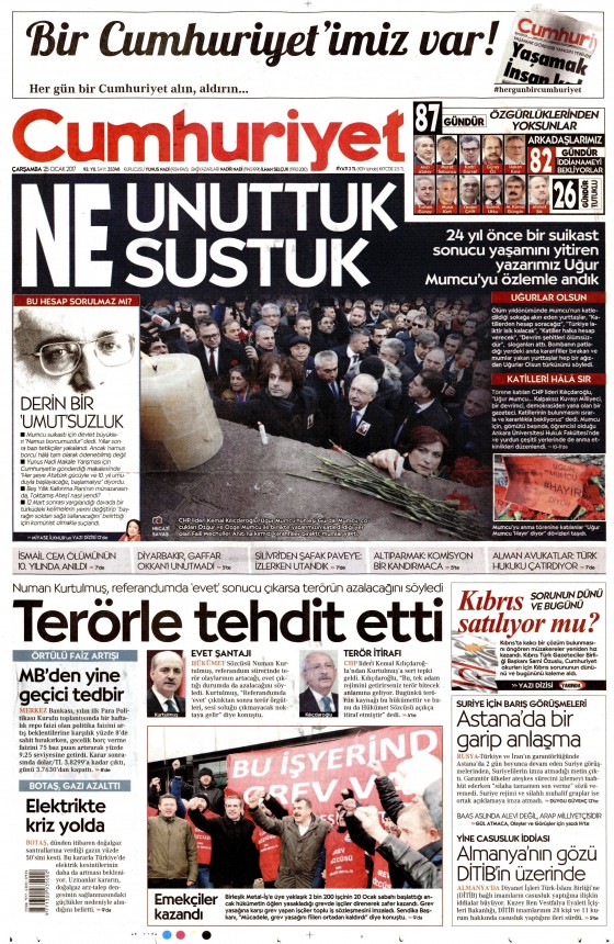 25 Ocak 2017 gazete manşetleri - 14