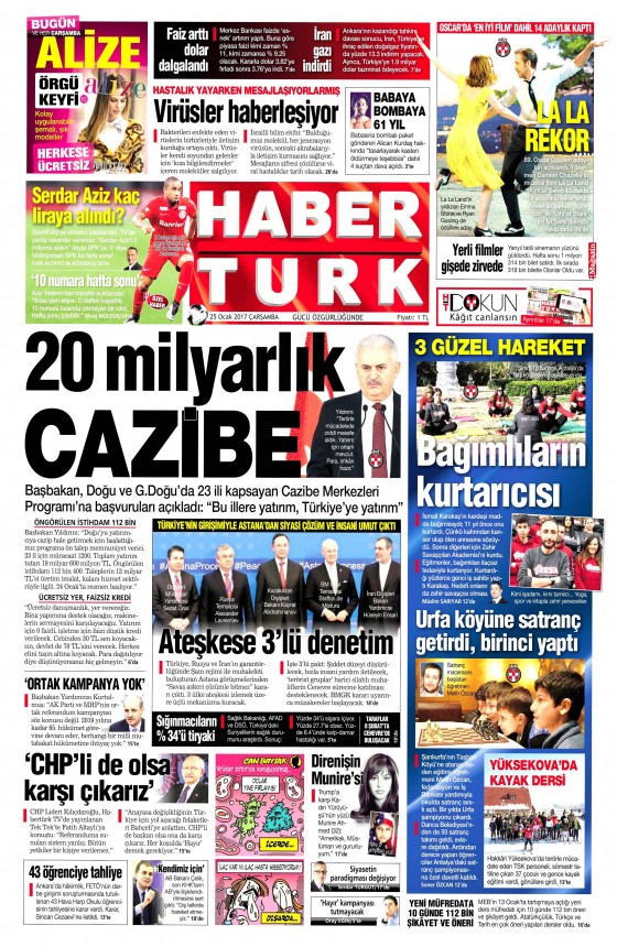 25 Ocak 2017 gazete manşetleri - 22