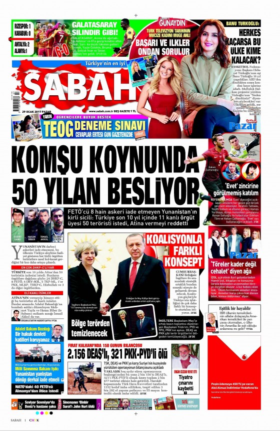 29 Ocak 2017 gazete manşetleri - 9
