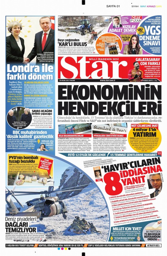 29 Ocak 2017 gazete manşetleri - 11