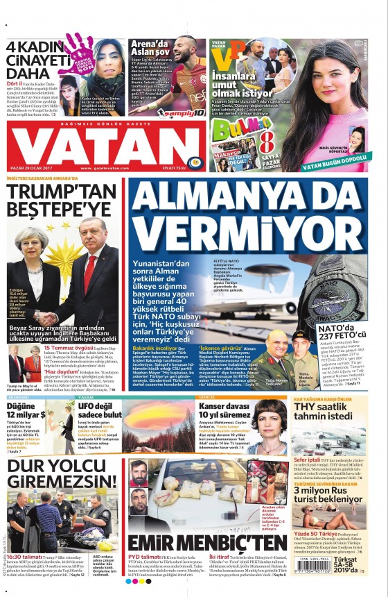 29 Ocak 2017 gazete manşetleri - 14
