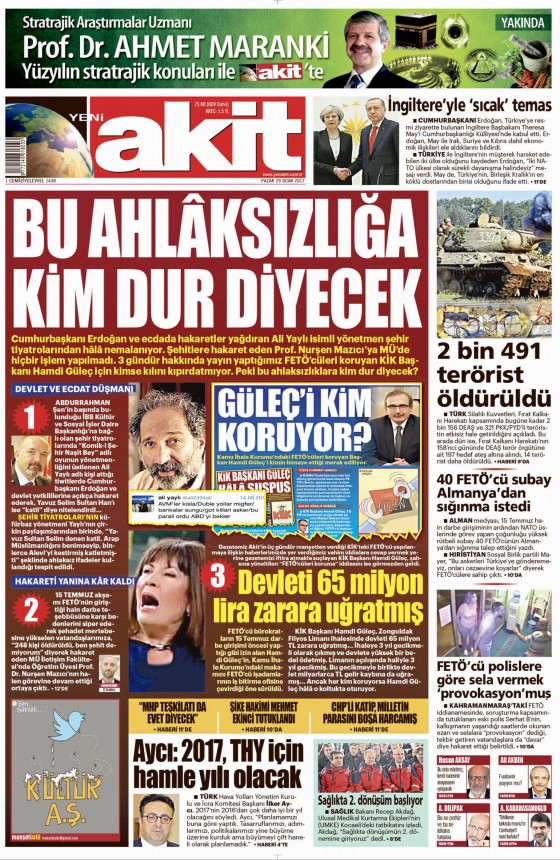 29 Ocak 2017 gazete manşetleri - 16