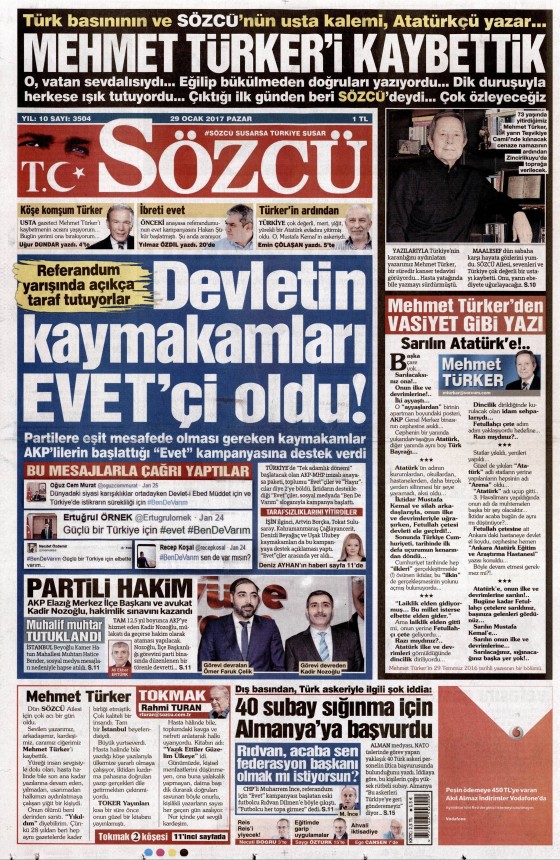29 Ocak 2017 gazete manşetleri - 18