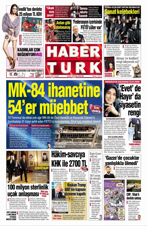 29 Ocak 2017 gazete manşetleri - 19