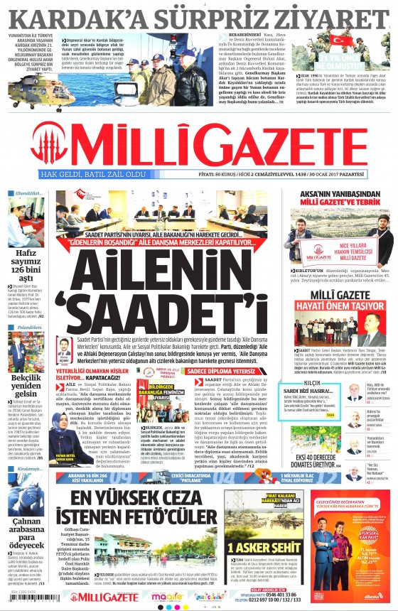 30 Ocak 2017 gazete manşetleri - 1