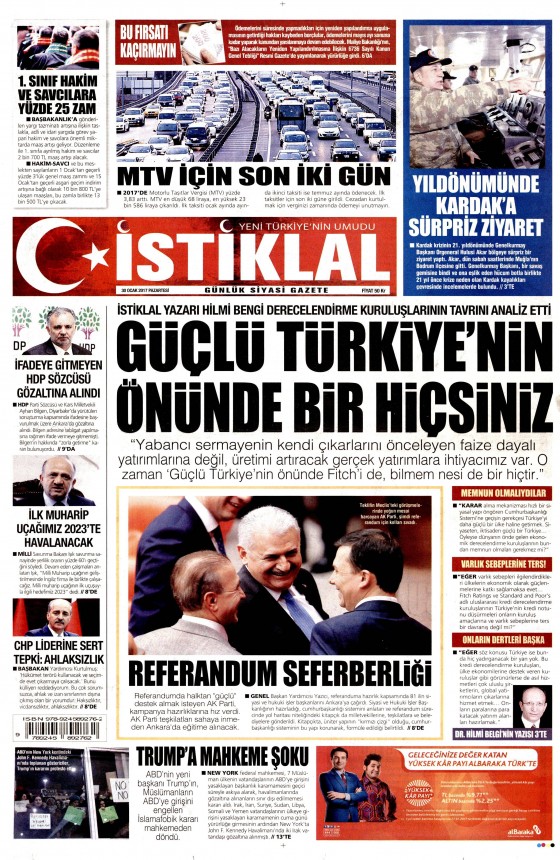 30 Ocak 2017 gazete manşetleri - 6