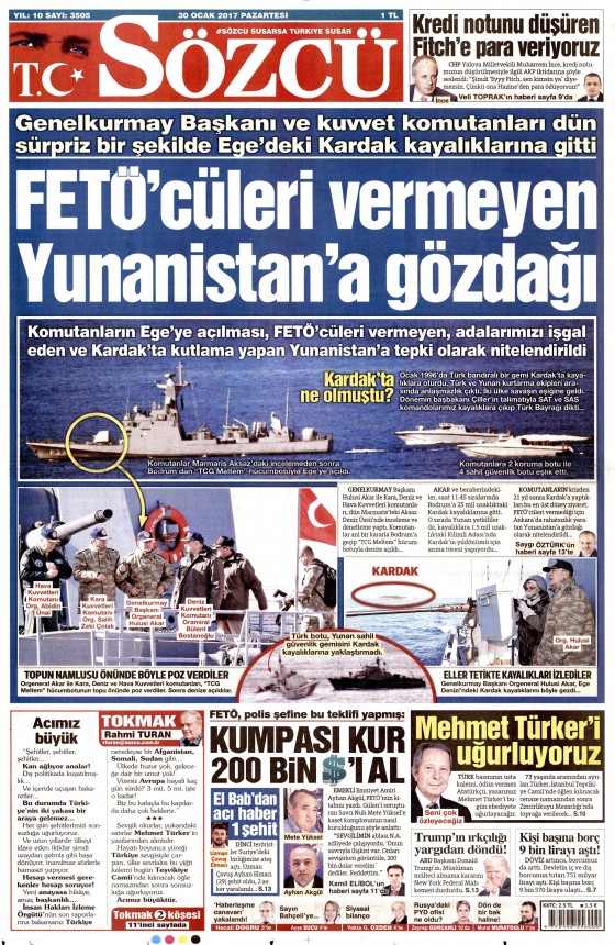 30 Ocak 2017 gazete manşetleri - 18