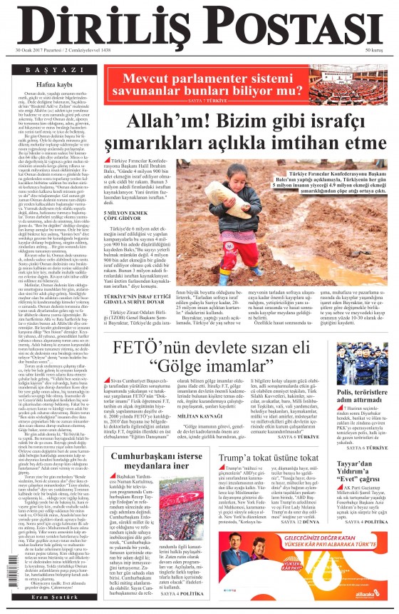 30 Ocak 2017 gazete manşetleri - 23