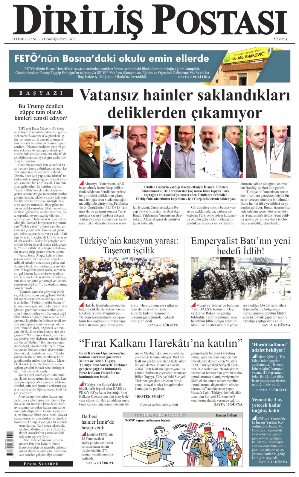 31 Ocak 2017 gazete manşetleri - 3