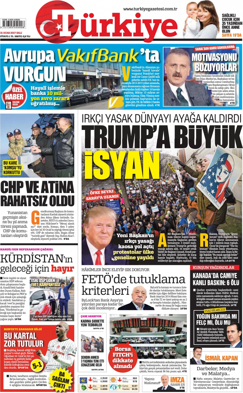 31 Ocak 2017 gazete manşetleri - 13