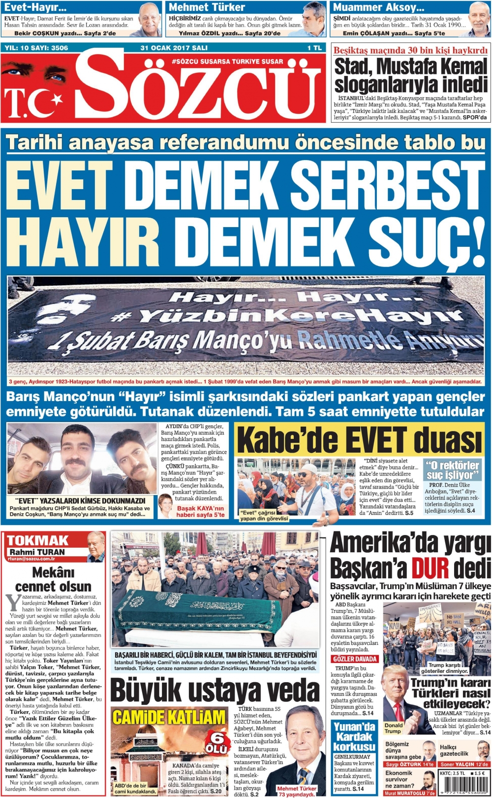 31 Ocak 2017 gazete manşetleri - 14