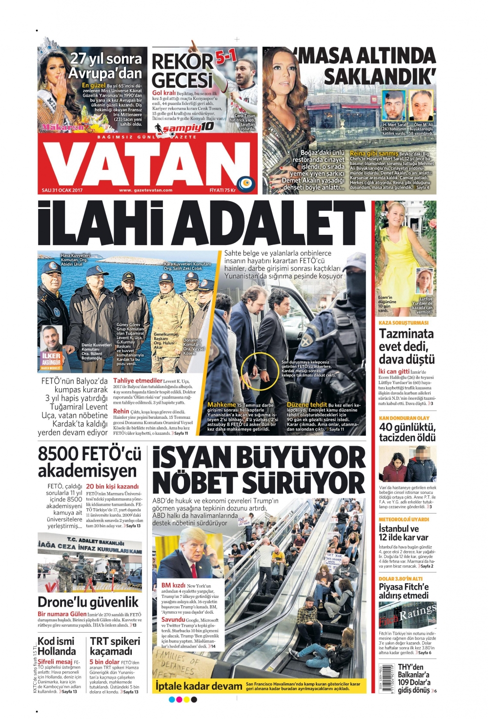 31 Ocak 2017 gazete manşetleri - 15