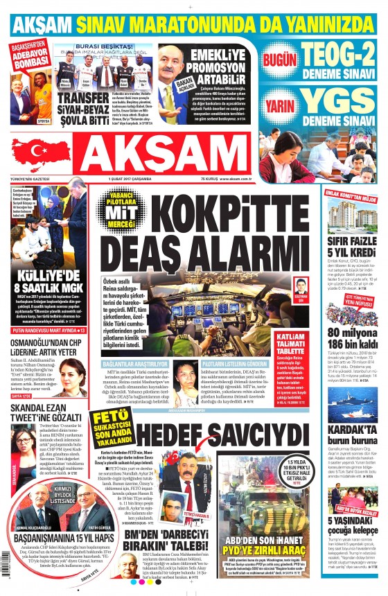 1 Şubat 2017 gazete manşetleri - 4