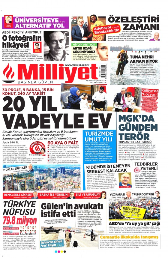 1 Şubat 2017 gazete manşetleri - 1