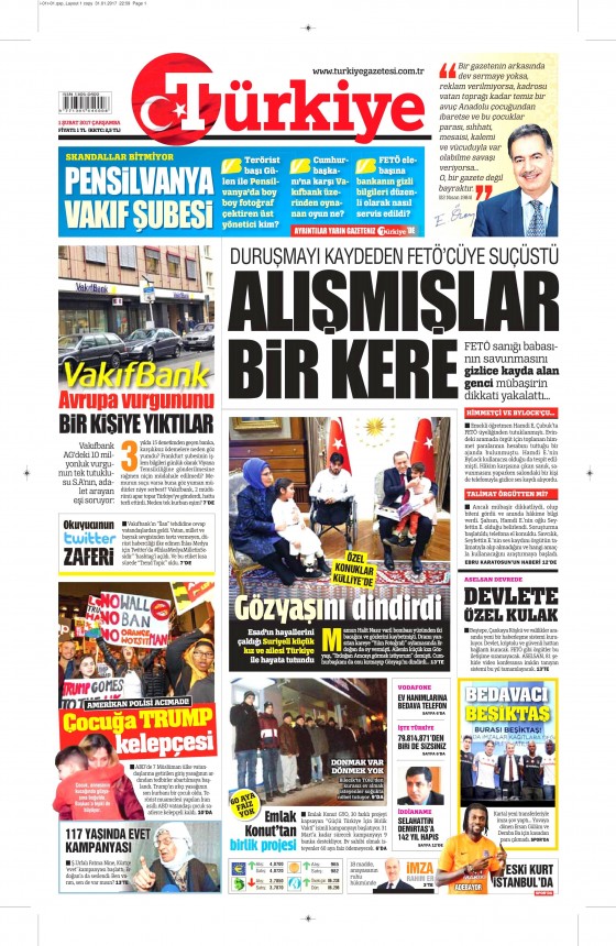 1 Şubat 2017 gazete manşetleri - 13