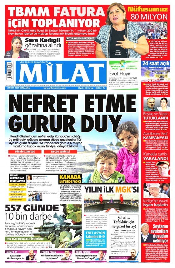1 Şubat 2017 gazete manşetleri - 18