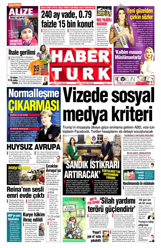 1 Şubat 2017 gazete manşetleri - 17