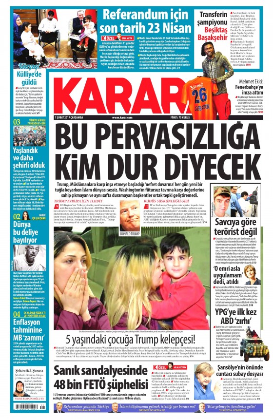 1 Şubat 2017 gazete manşetleri - 20