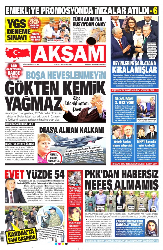 2 Şubat 2017 gazete manşetleri - 2