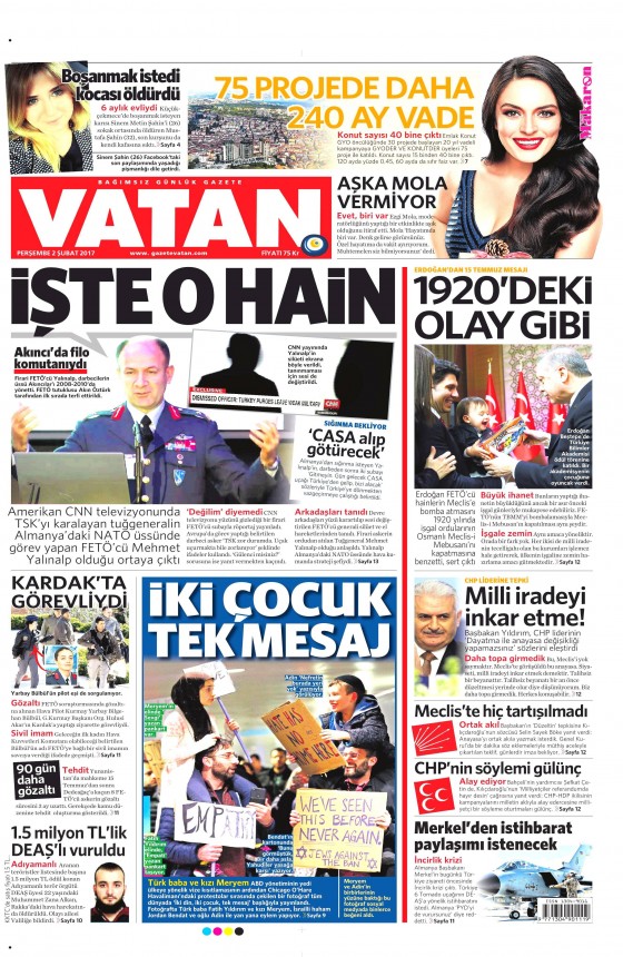 2 Şubat 2017 gazete manşetleri - 12
