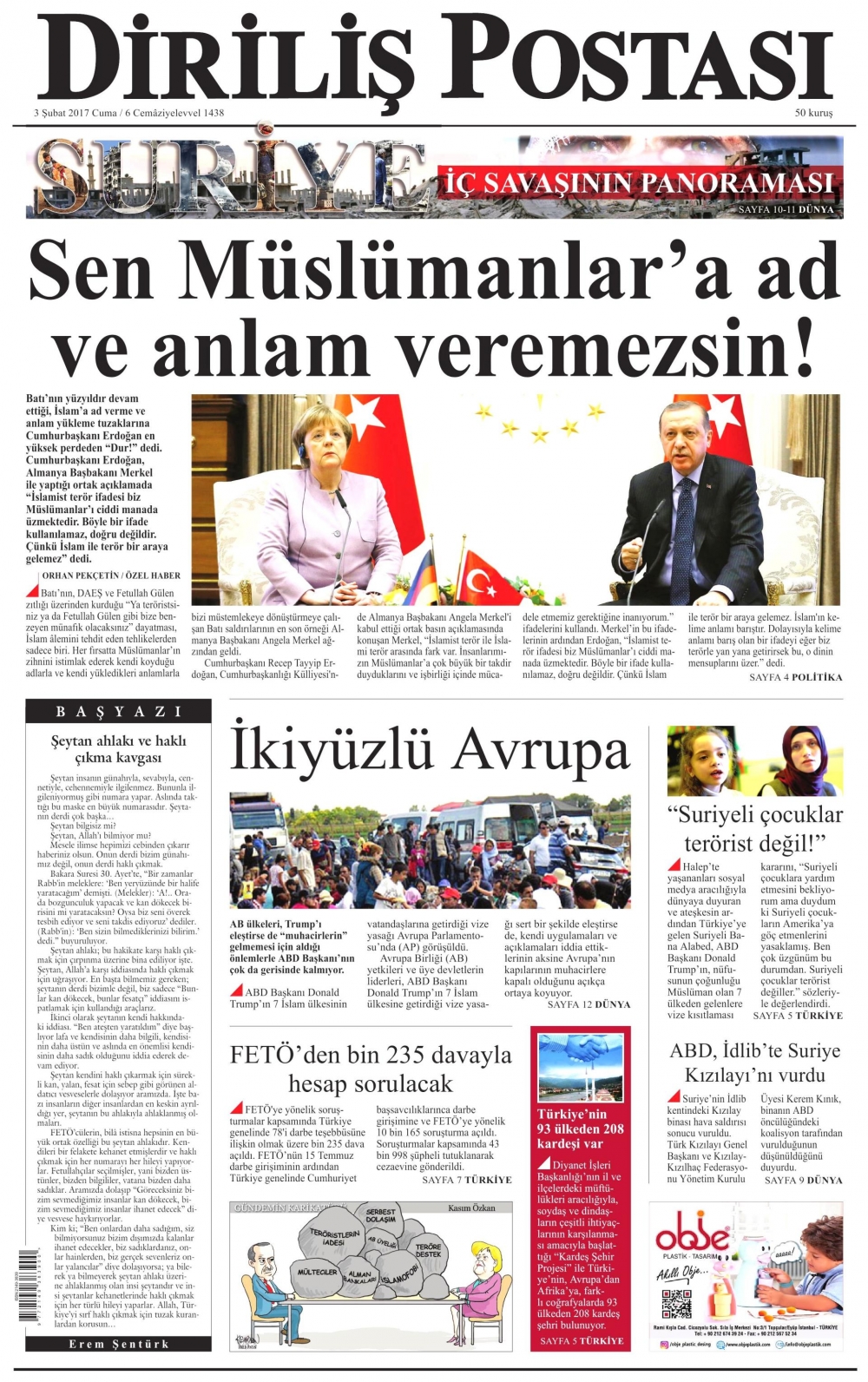 3 Şubat 2017 gazete manşetleri - 2