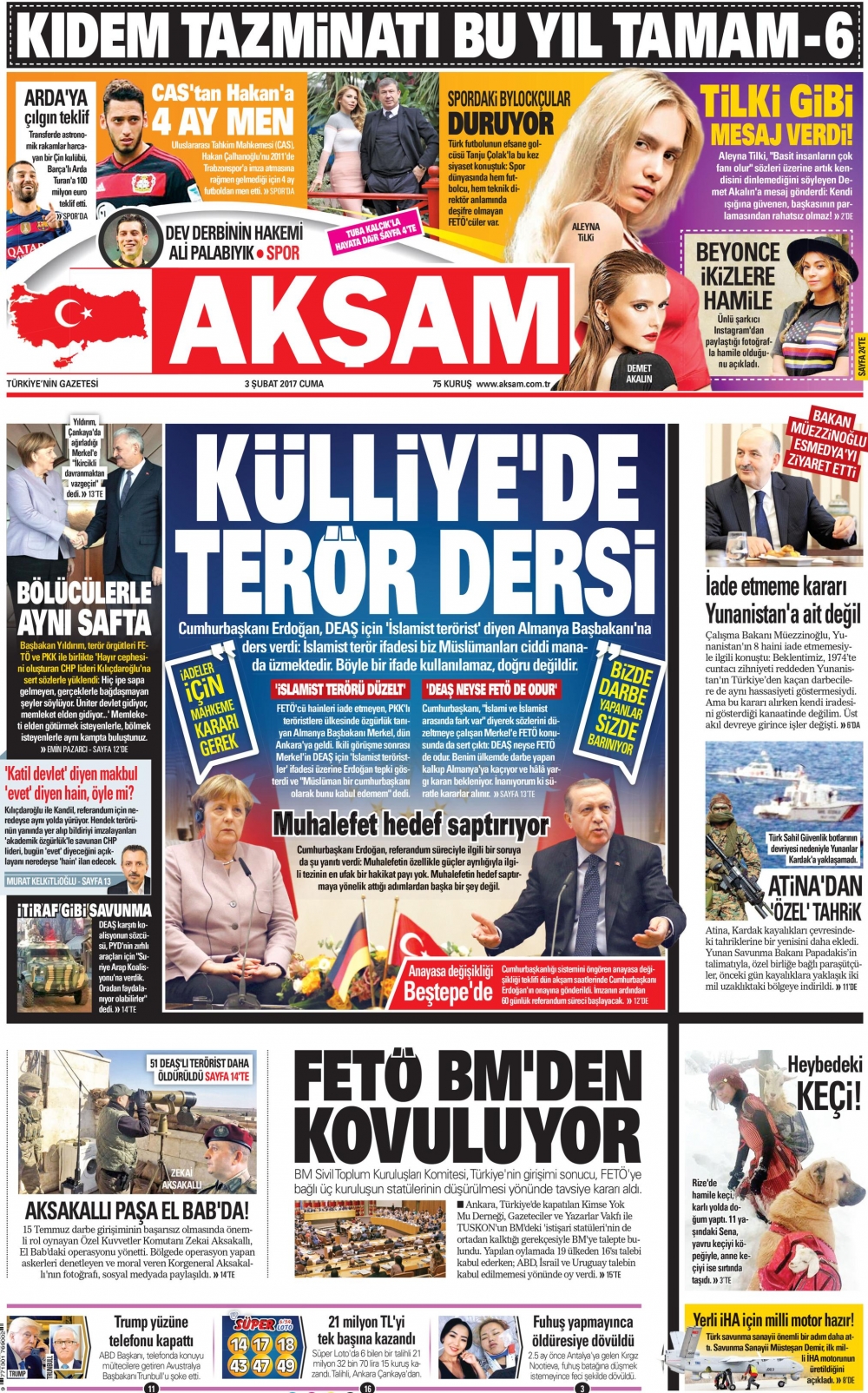 3 Şubat 2017 gazete manşetleri - 3