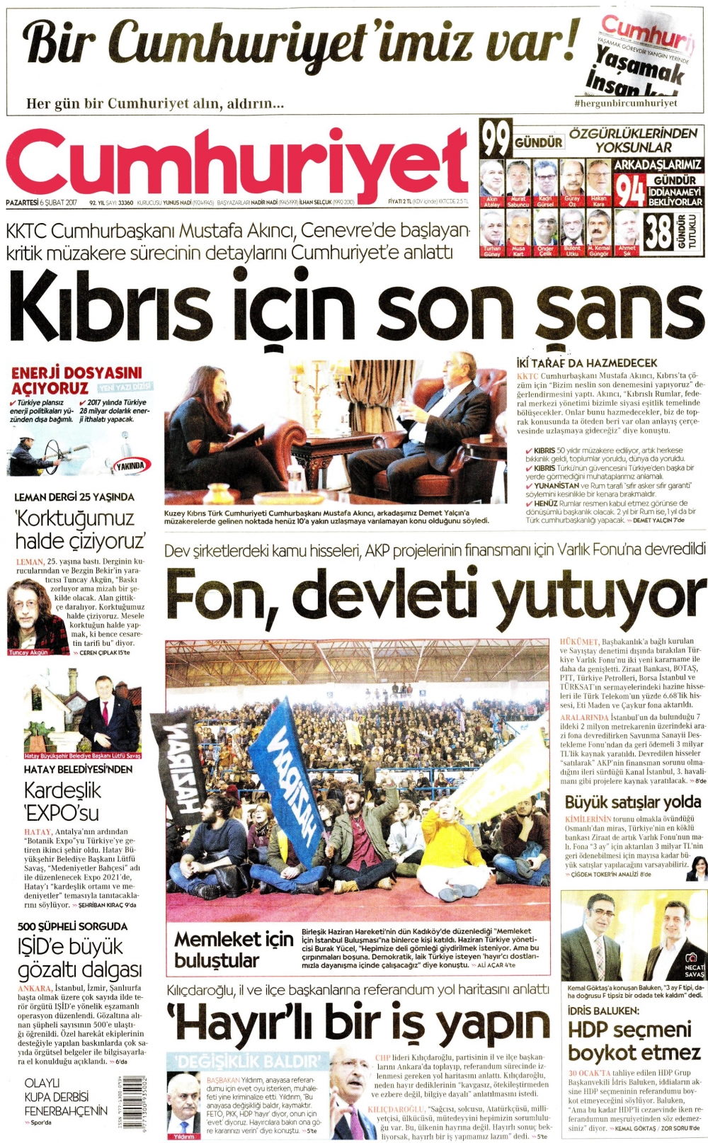 6 Şubat 2017 gazete manşetleri - 10