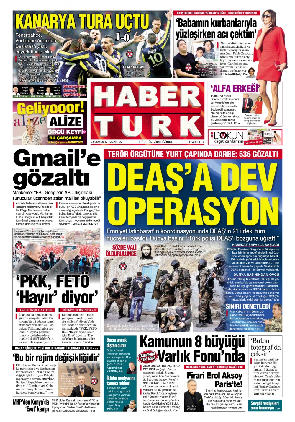 6 Şubat 2017 gazete manşetleri - 7