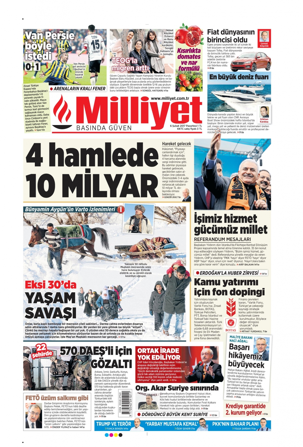 6 Şubat 2017 gazete manşetleri - 1