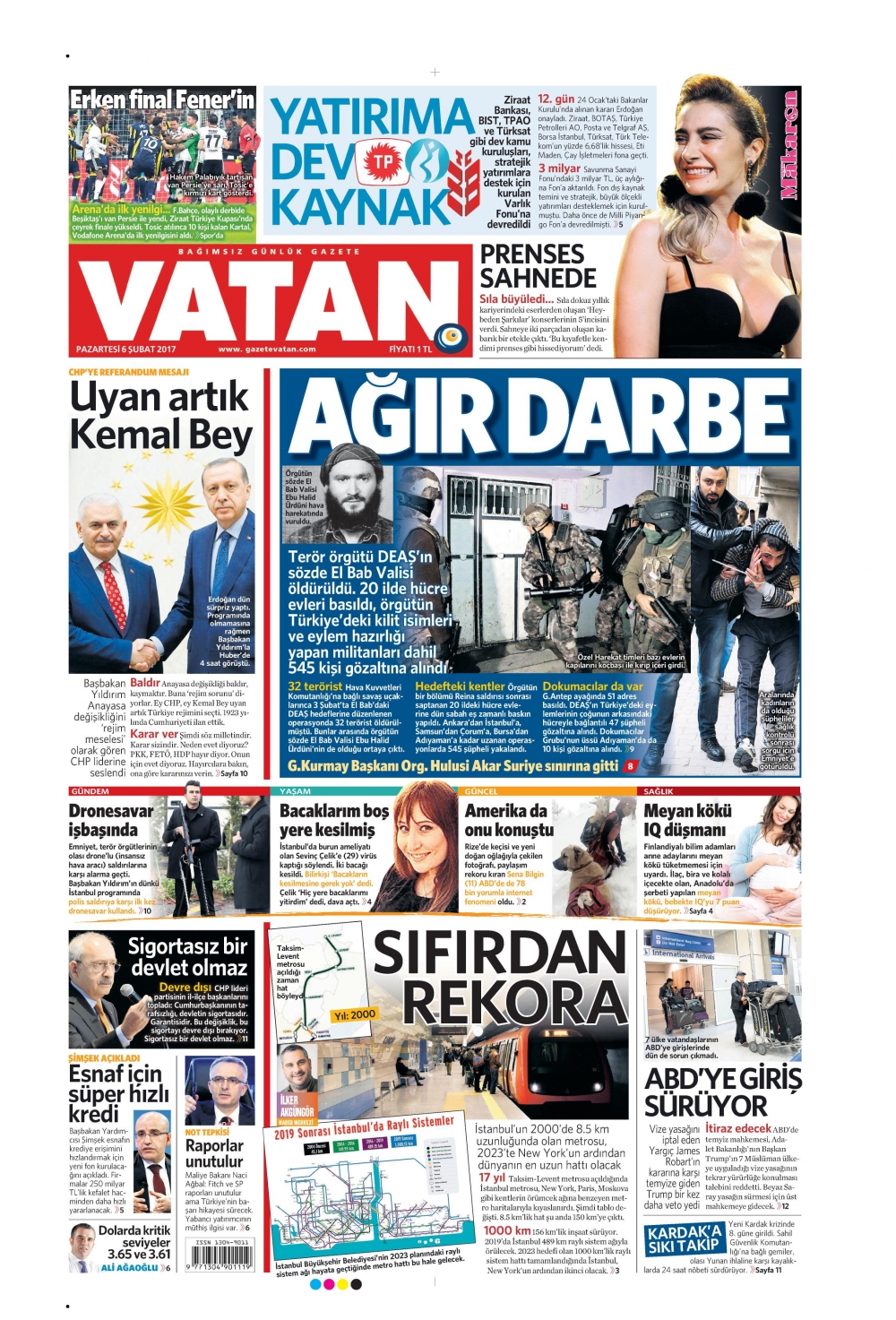 6 Şubat 2017 gazete manşetleri - 21