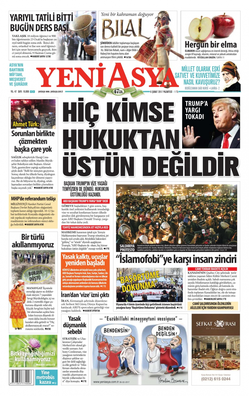 6 Şubat 2017 gazete manşetleri - 6